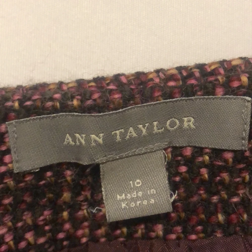 Ann Taylor Tweed Pencil Skirt with Fringe Detail Size 10
